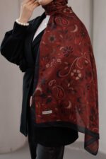 Rüya Desen-Soft Şal Lacivert Bordo - Görsel 7