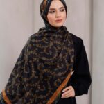 Nazenin Desen-Soft Şal Siyah Kiremit