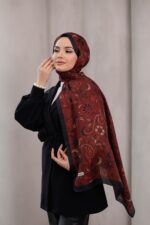 Rüya Desen-Soft Şal Lacivert Bordo - Görsel 4