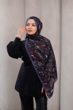 Rüya Desen-Soft Şal Mor Siyah - Görsel 3