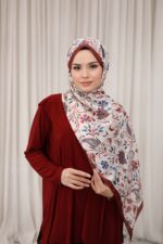 Rüya Desen-Soft Şal Bordo Beyaz - Görsel 5